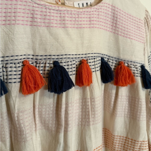 THML Cream Stripe Shift Dress With Tassels - Picture 6 of 11